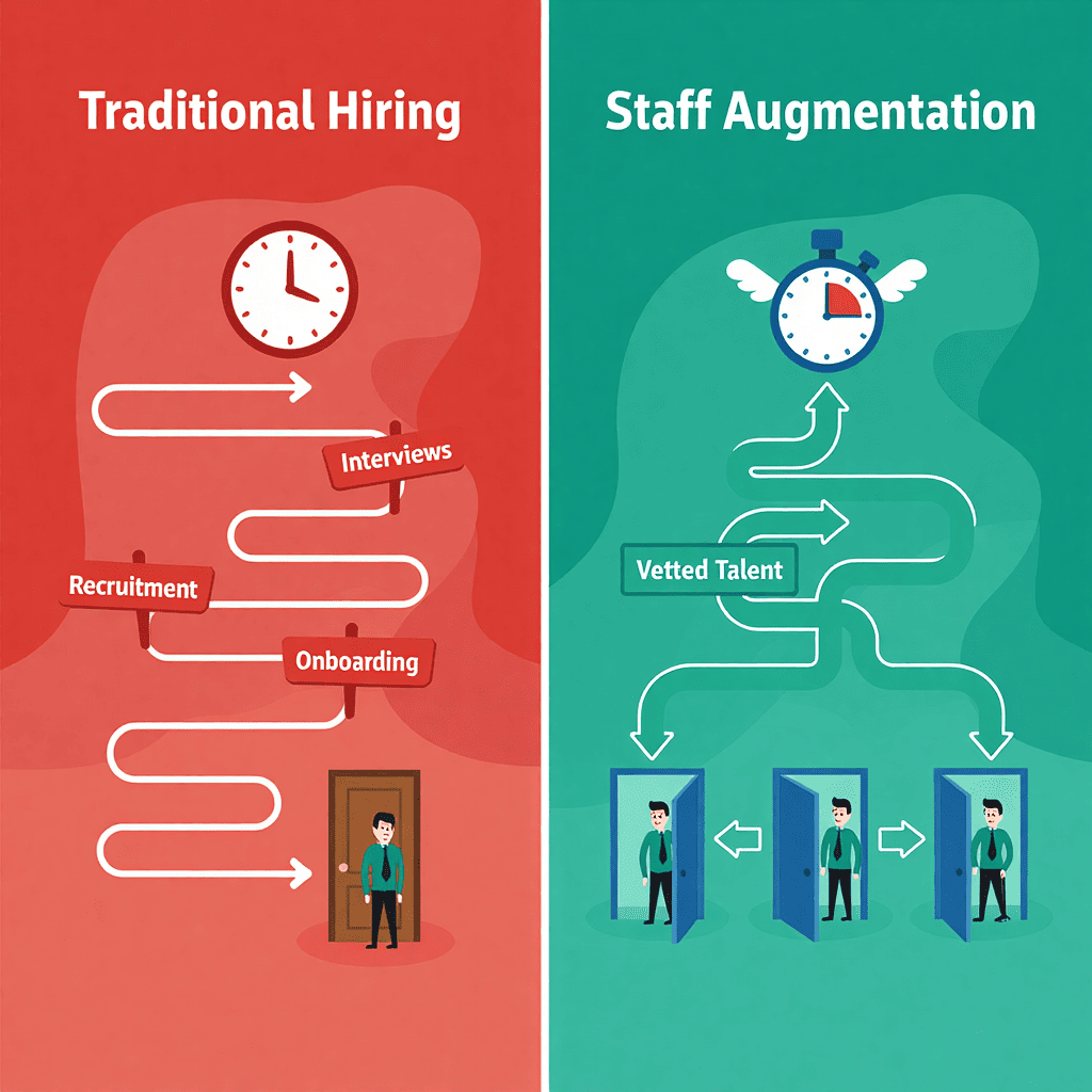 Difference Between IT Staff Augmentation & Traditional Hiring