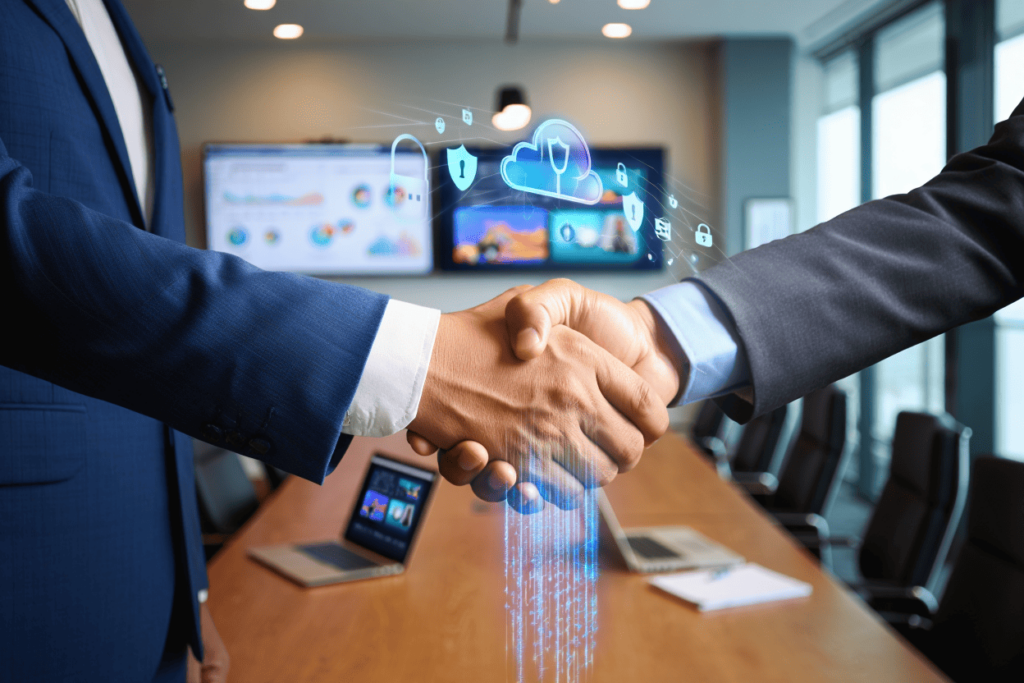 business handshake between two professionals