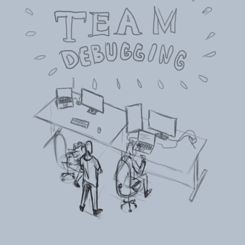 offshore outsourcing team debugging a code