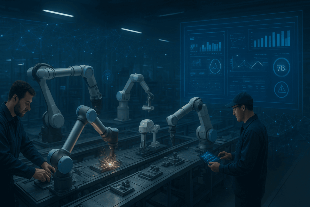 futuristic manufacturing facility visualization