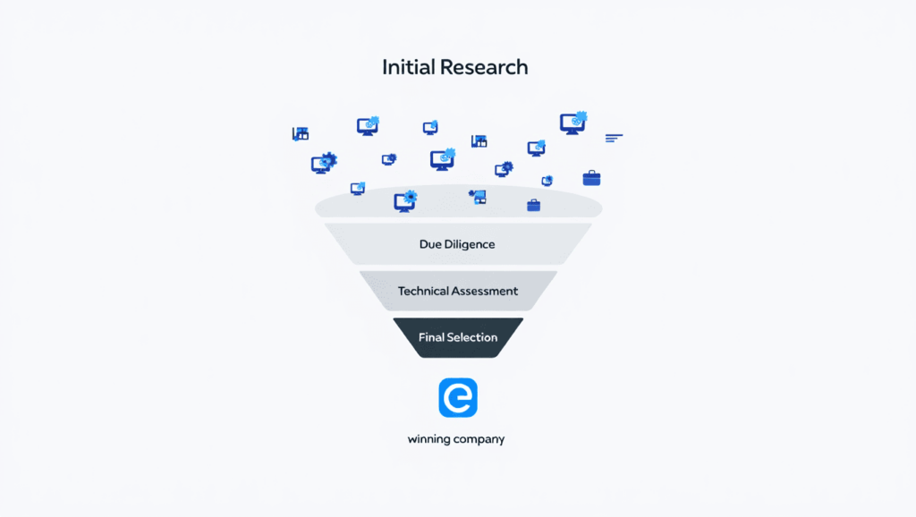 funnel diagram showing the selection process in IT staff augmentation