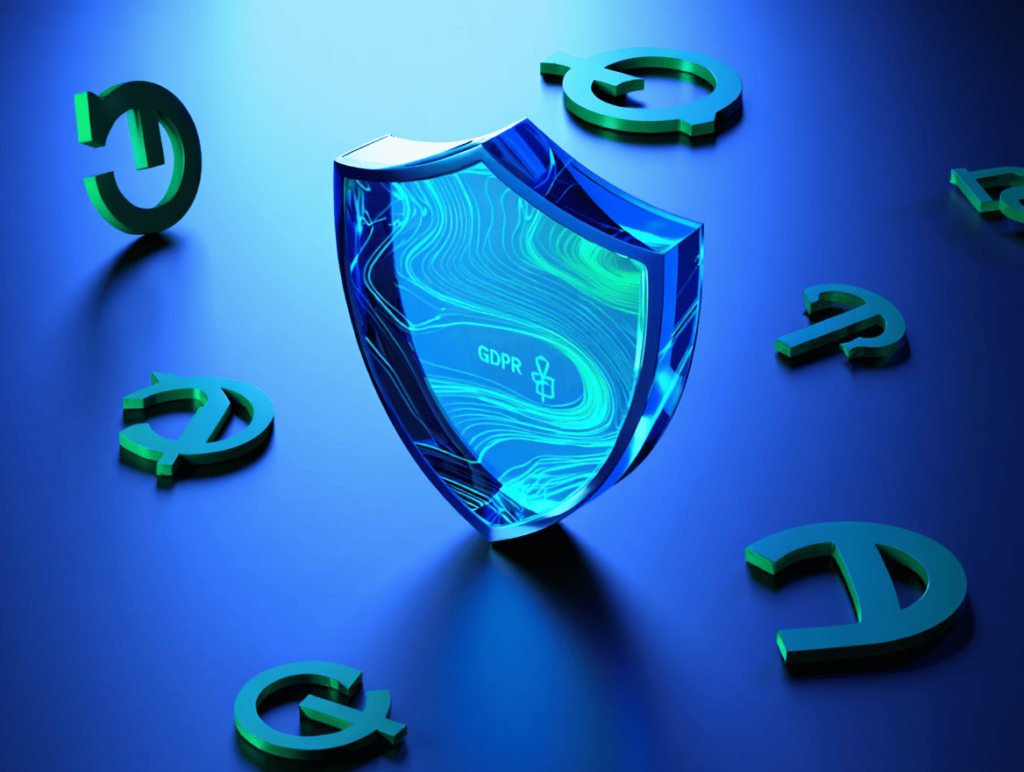 Visual representation of GDPR data protection measures including encryption, access controls, and breach response